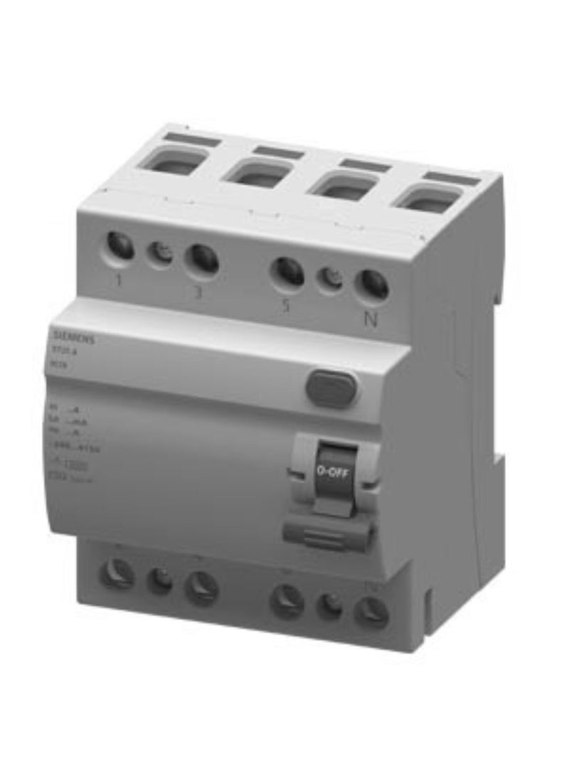 Siemens 5TJ Residual Current Circuit Breaker (RCCB), 4-Pole, 40A, 300mA, Type AC - (5TJ7644-0)